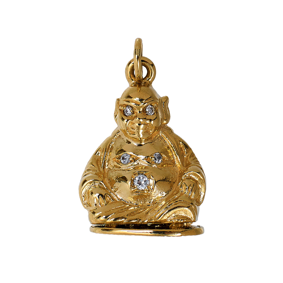 Pre-Owned 9ct Gold CZ Buddha Charm & Hidden Petite Buddha