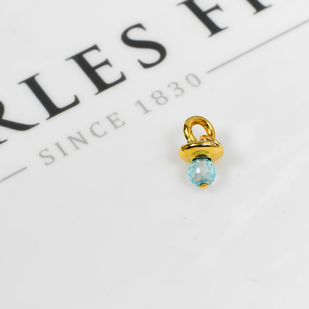 Pre-Owned 9ct Gold Blue CZ Dummy Charm