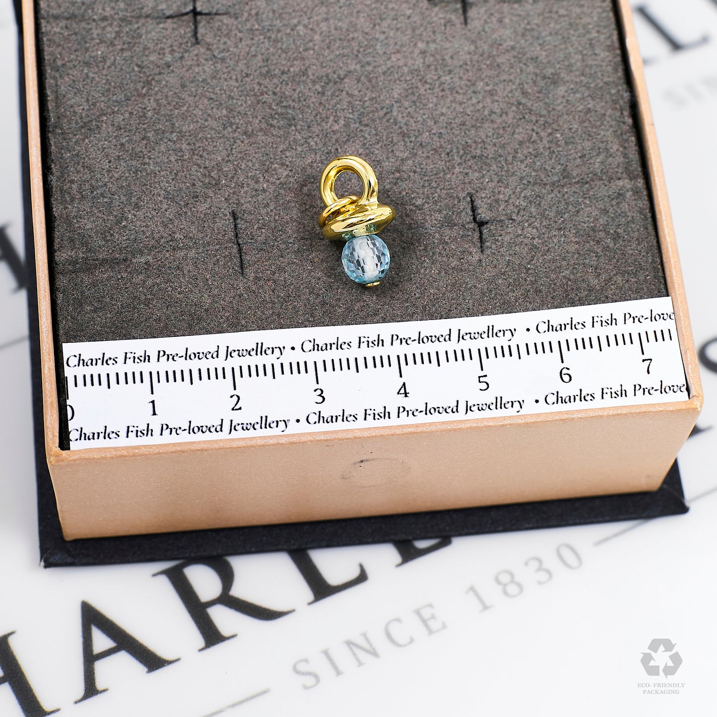 Pre-Owned 9ct Gold Blue CZ Dummy Charm