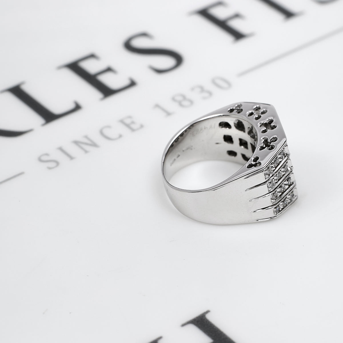 Pre-Owned 18ct White Gold 4 Row Diamond Ring Size J.5