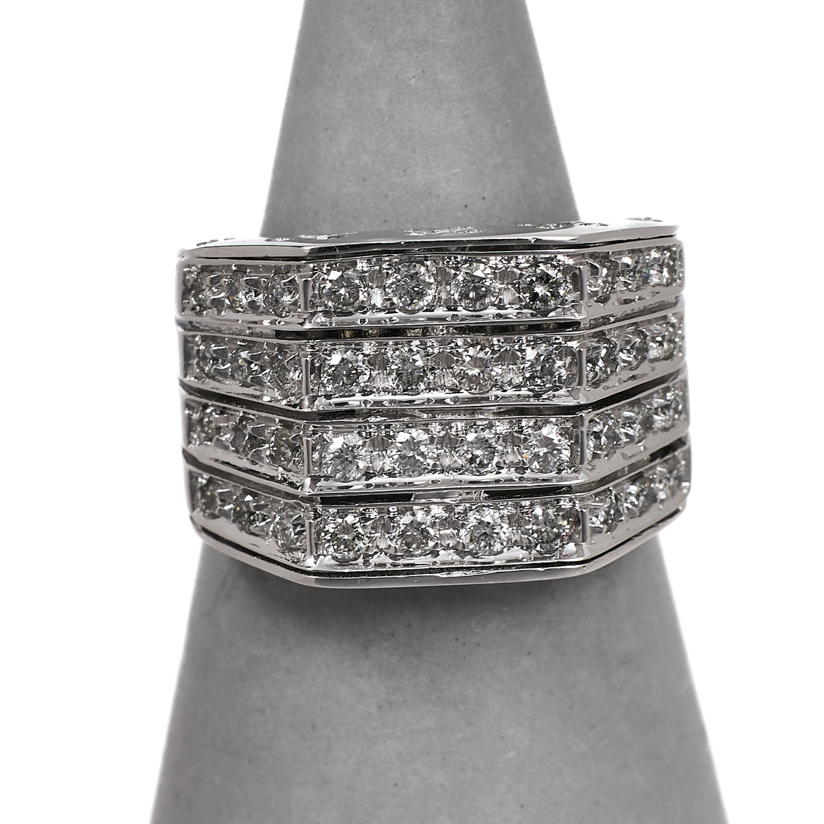 Pre-Owned 18ct White Gold 4 Row Diamond Ring Size J.5