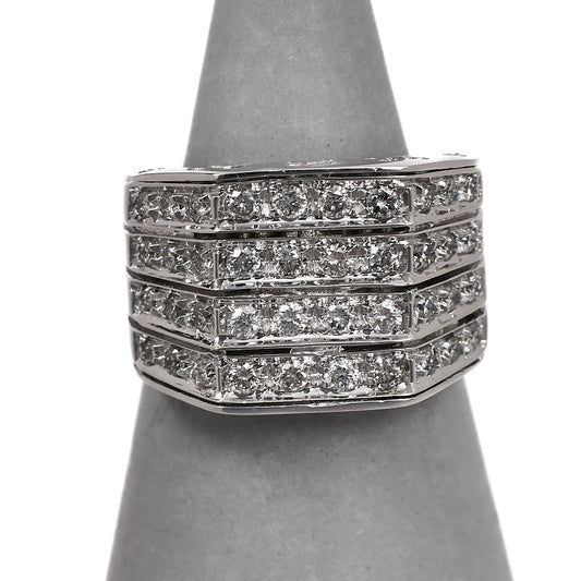Pre-Owned 18ct White Gold 4 Row Diamond Ring Size J.5