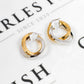 Pre-Owned 9ct Gold 2 Tone Crossover 2 Hoop Creole Earrings