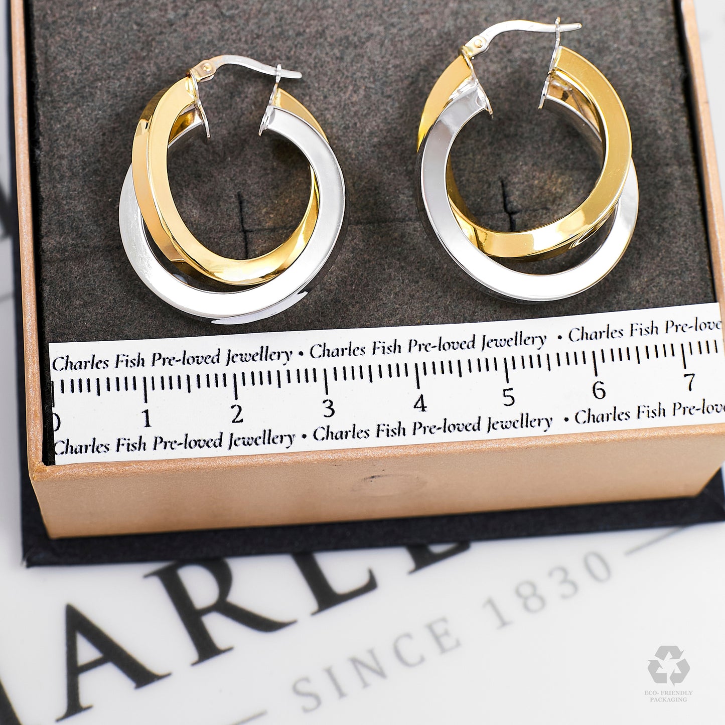 Pre-Owned 9ct Gold 2 Tone Crossover 2 Hoop Creole Earrings