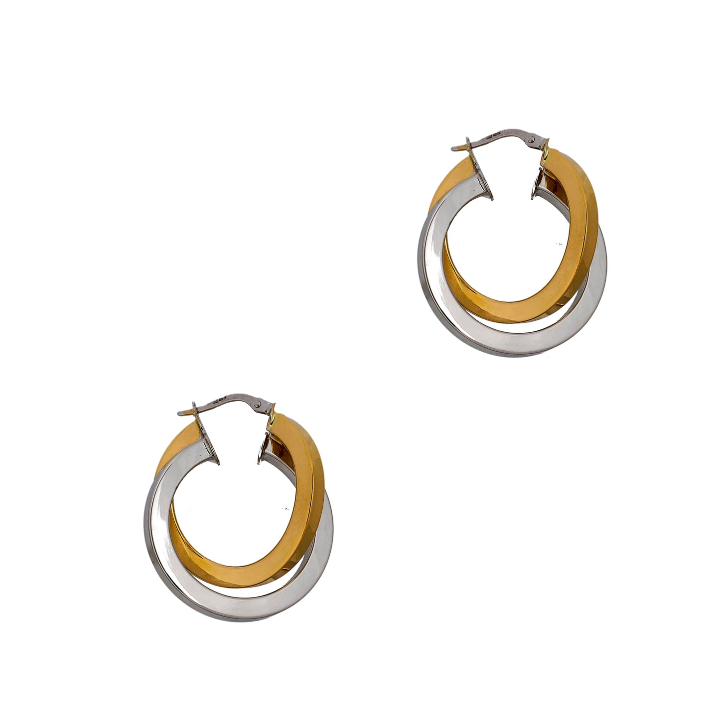 Pre-Owned 9ct Gold 2 Tone Crossover 2 Hoop Creole Earrings