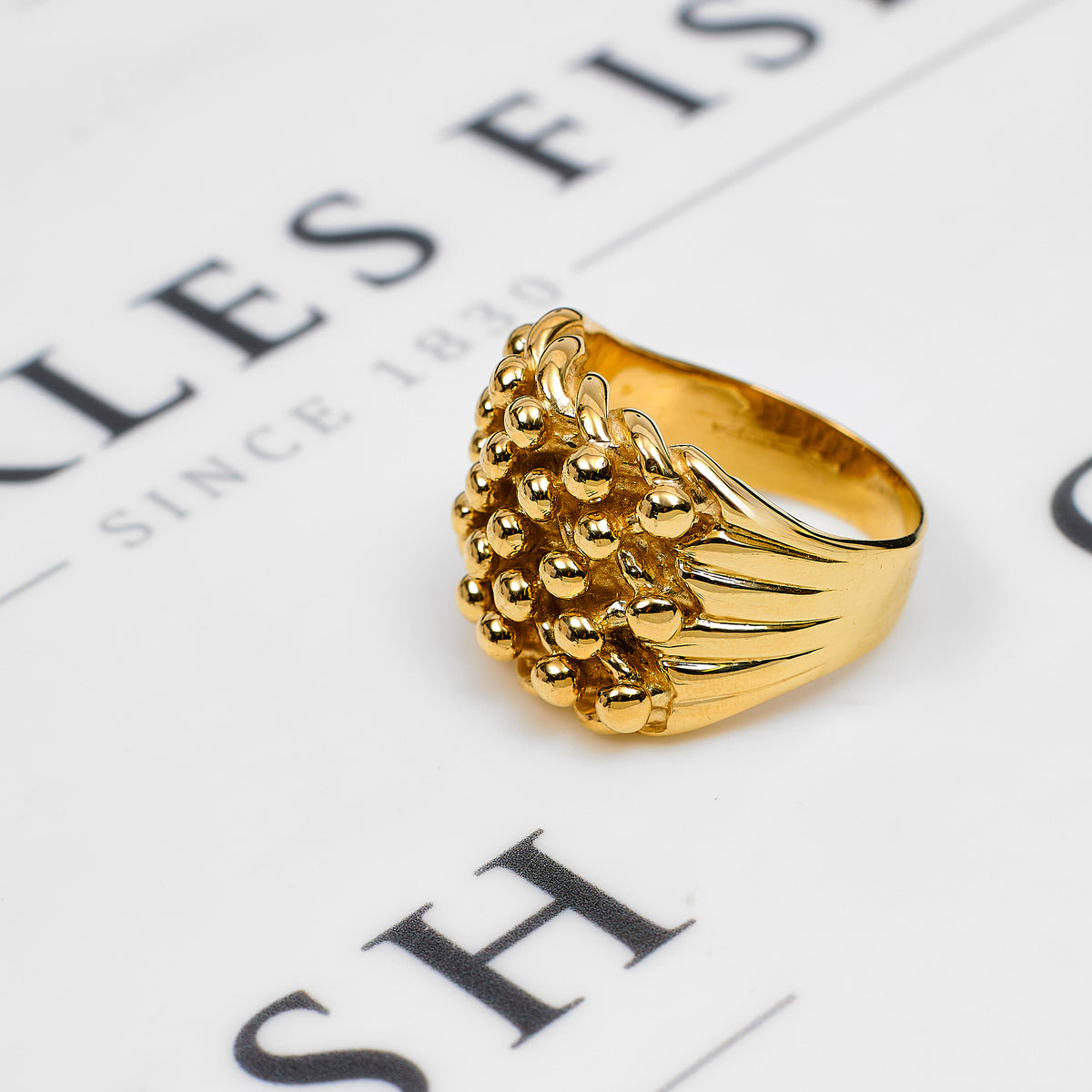 Pre-Owned 9ct Gold Mens 5 Row Shot Ring Size Z+3