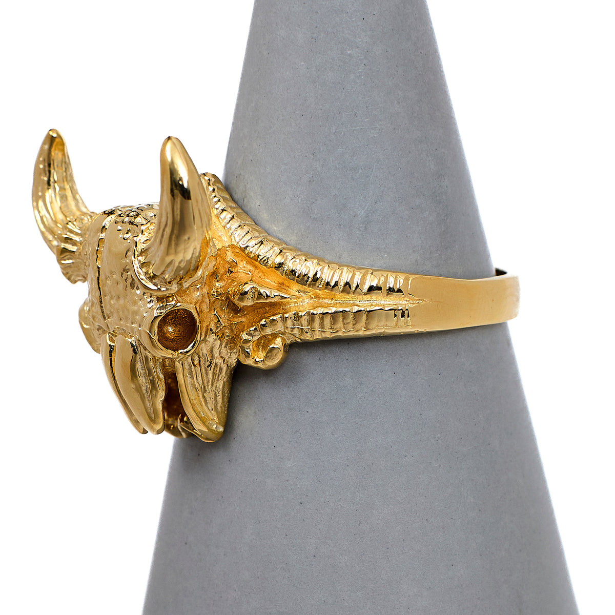 Pre-Owned 9ct Gold Mens Bull Head Ring Size W.5