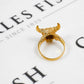 Pre-Owned 9ct Gold Mens Bull Head Ring Size W.5