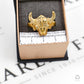 Pre-Owned 9ct Gold Mens Bull Head Ring Size W.5