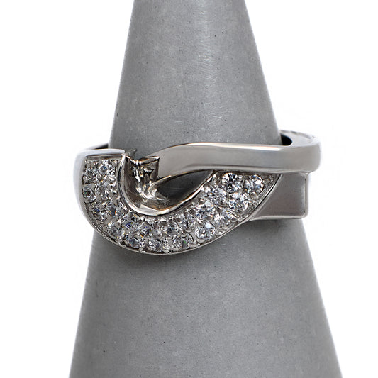Pre-Owned 14ct White Gold CZ Abstract Design Ring Size Q