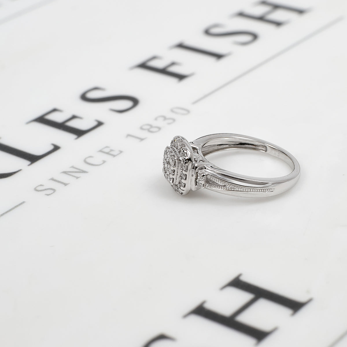 Pre-Owned 9ct White Gold Square Diamond Cluster Ring
