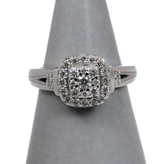 Pre-Owned 9ct White Gold Square Diamond Cluster Ring