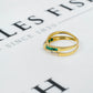 Pre-Owned 9ct Gold Emerald & Diamond Crossover Ring Size P