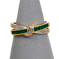 Pre-Owned 9ct Gold Emerald & Diamond Crossover Ring Size P