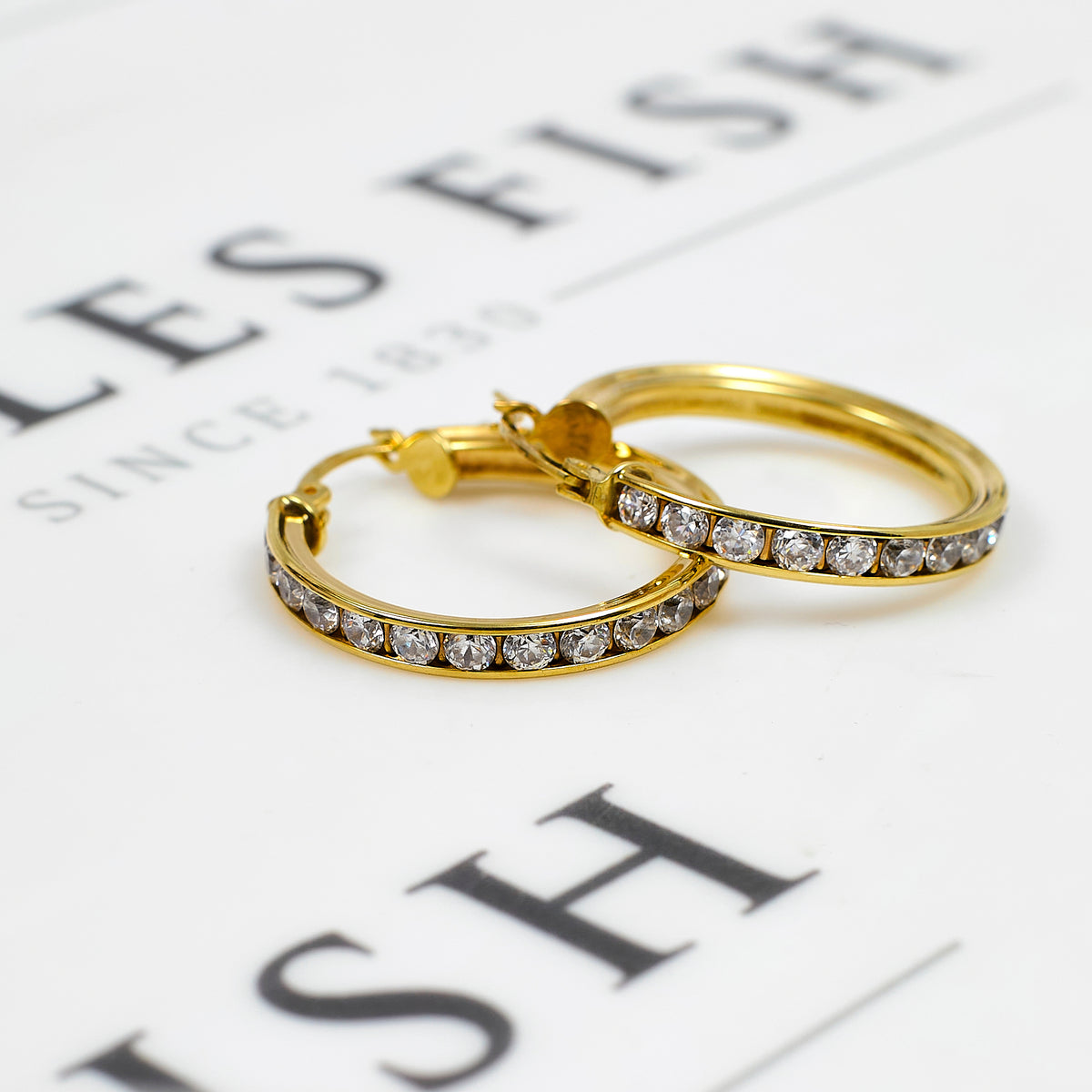 Pre-Owned 9ct Gold CZ Creole Hoop Earrings