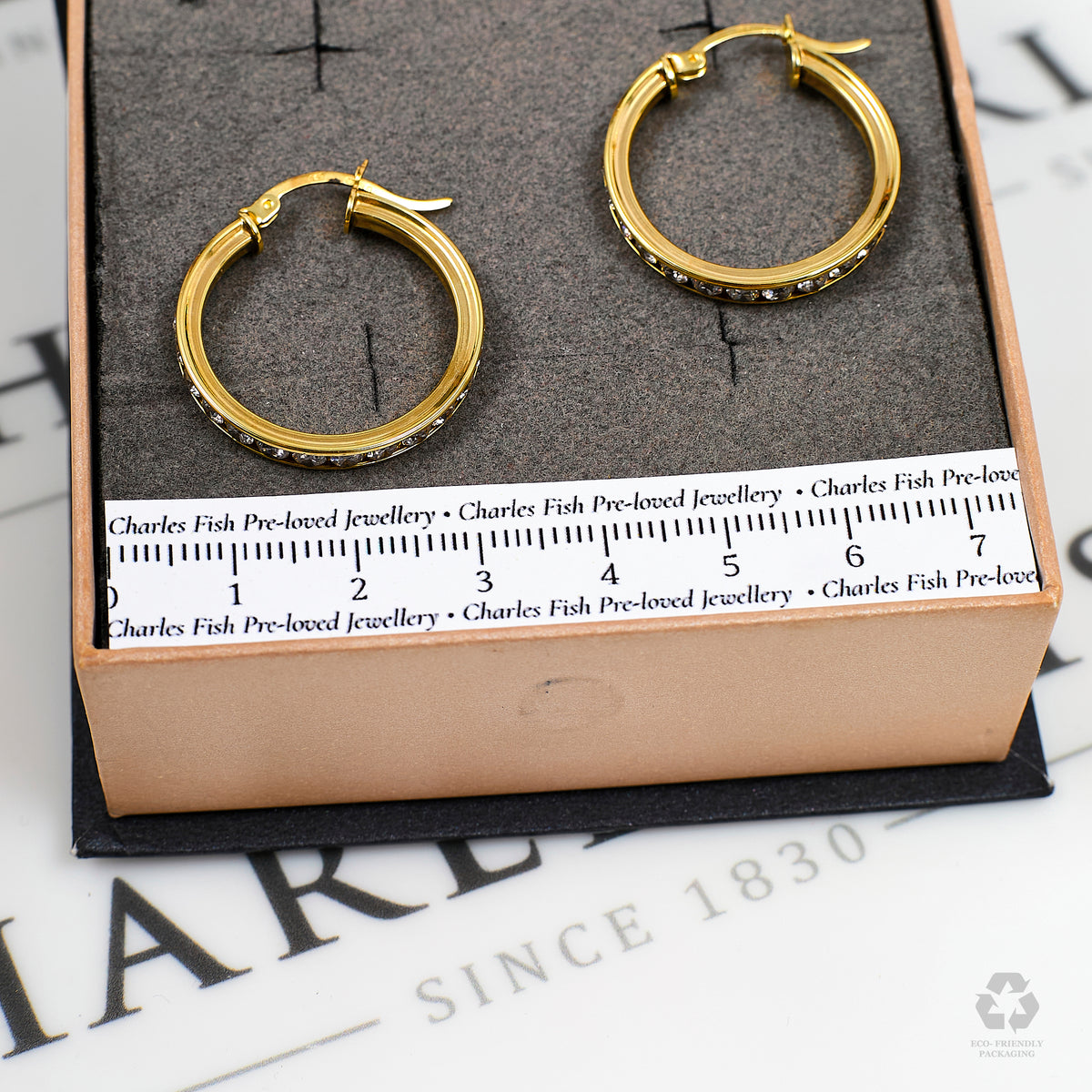 Pre-Owned 9ct Gold CZ Creole Hoop Earrings