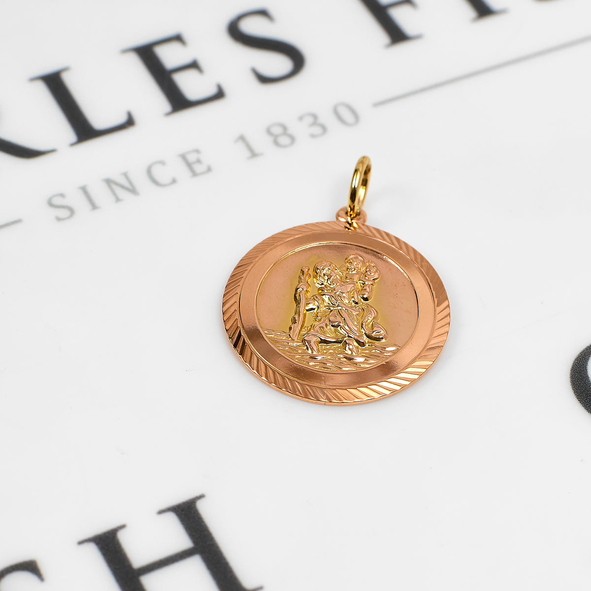 Pre-Owned 9ct Rose Gold Round St Christopher Pendant