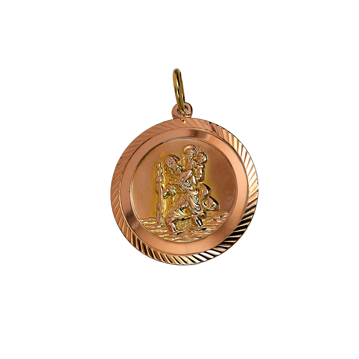 Pre-Owned 9ct Rose Gold Round St Christopher Pendant