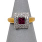 Pre-Owned 18ct 4 Square Ruby & Diamond Cluster Ring Size N