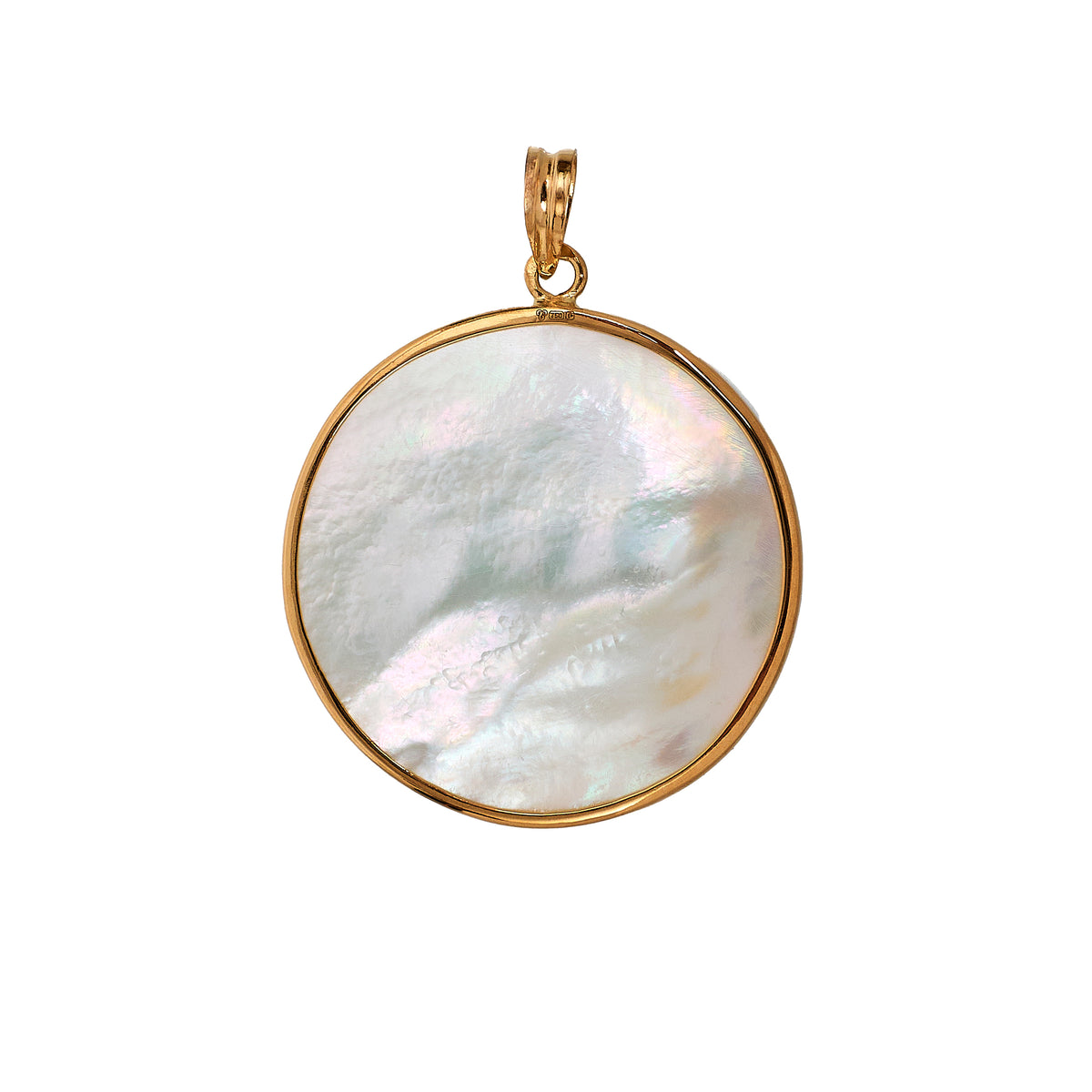 Pre-Owned 18ct Rose Gold Round Mother Of Pearl Pendant