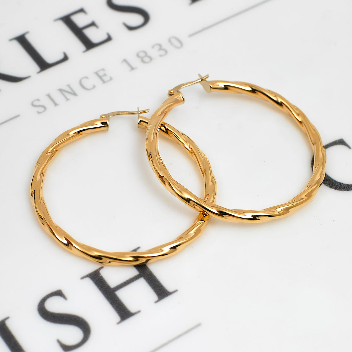 Pre-Owned 9ct Gold Twist Creole Hoop Earrings