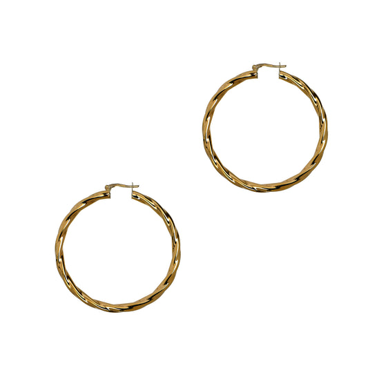 Pre-Owned 9ct Gold Twist Creole Hoop Earrings