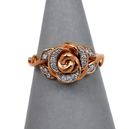 Pre-Owned 9ct Rose Gold Diamond DISNEY Belle Rose Ring