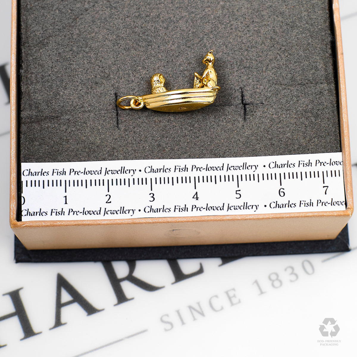 Pre-Owned 9ct Gold Owl & Pussycat Boat Charm
