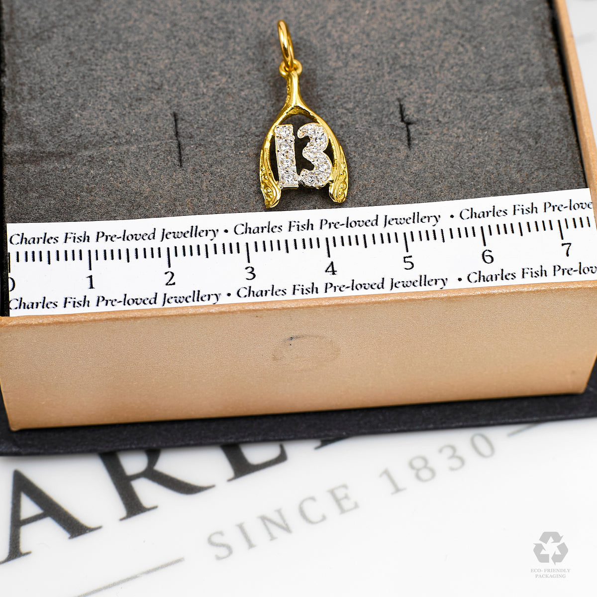Pre-Owned 9ct Gold CZ Wishbone Pendant