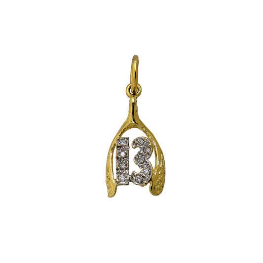Pre-Owned 9ct Gold CZ Wishbone Pendant