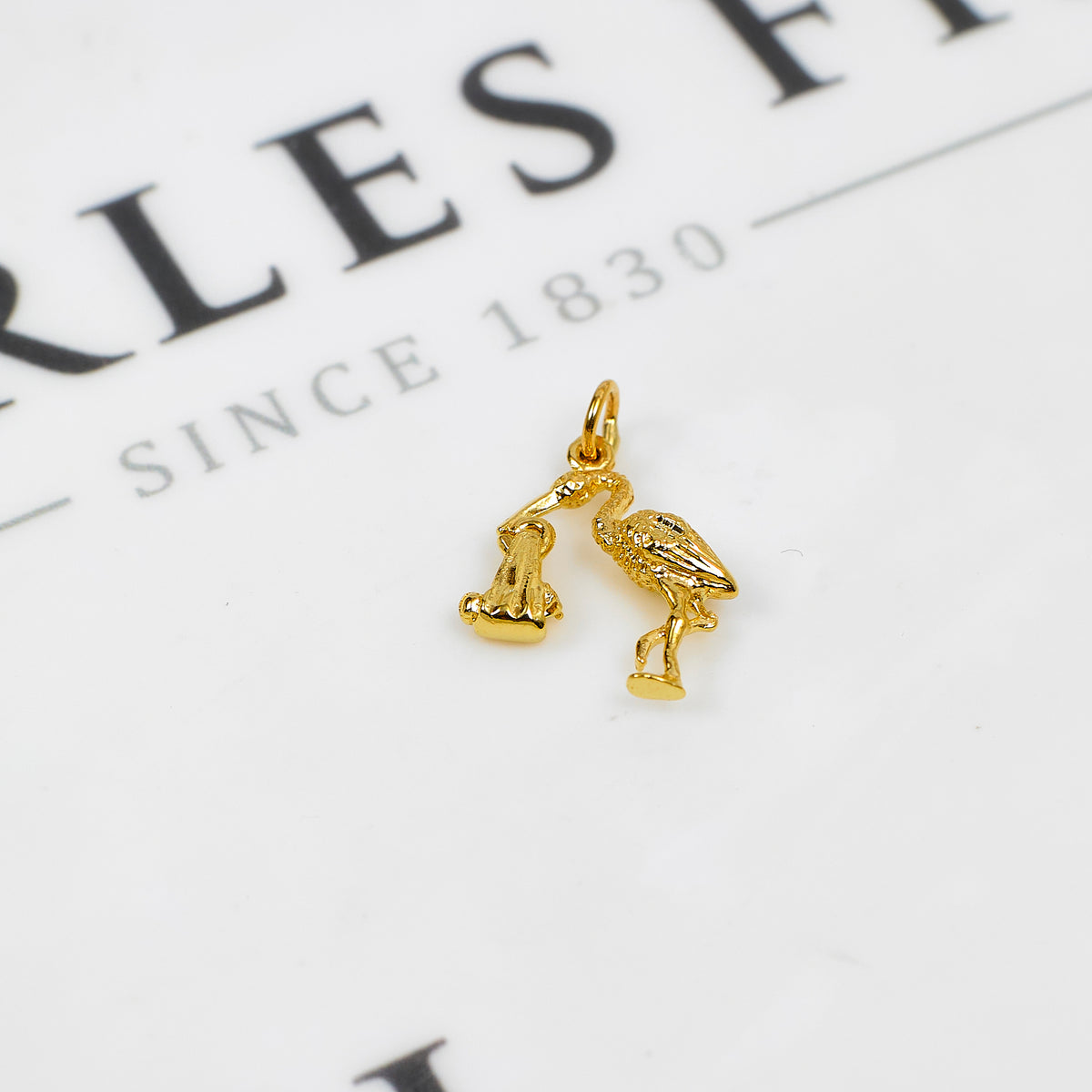 Pre-Owned 9ct Gold Stork & Baby Charm