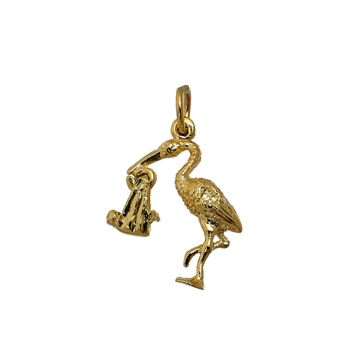 Pre-Owned 9ct Gold Stork & Baby Charm