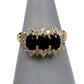 Pre-Owned 9ct Gold 3 Oval Sapphire & CZ Cluster Ring Size M