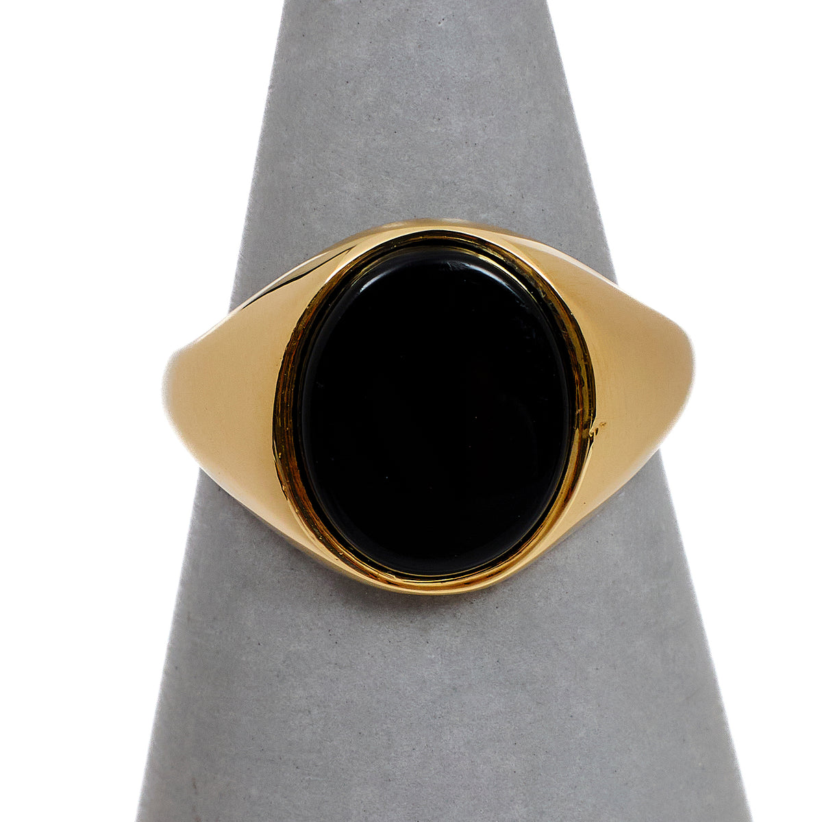 Pre-Owned 9ct Gold Oval Onyx Signet Ring Size M