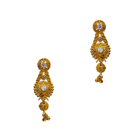 Pre-Owned 22ct Gold CZ Drop Earrings