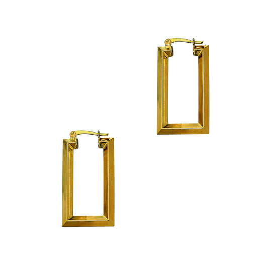 Pre-Owned 9ct Gold Rectangle Creole Earrings