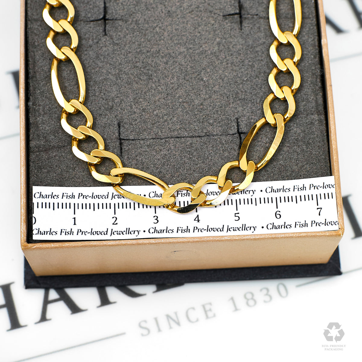 Pre-Owned 9ct Gold Figaro Chain Bracelet 7.5 Inch