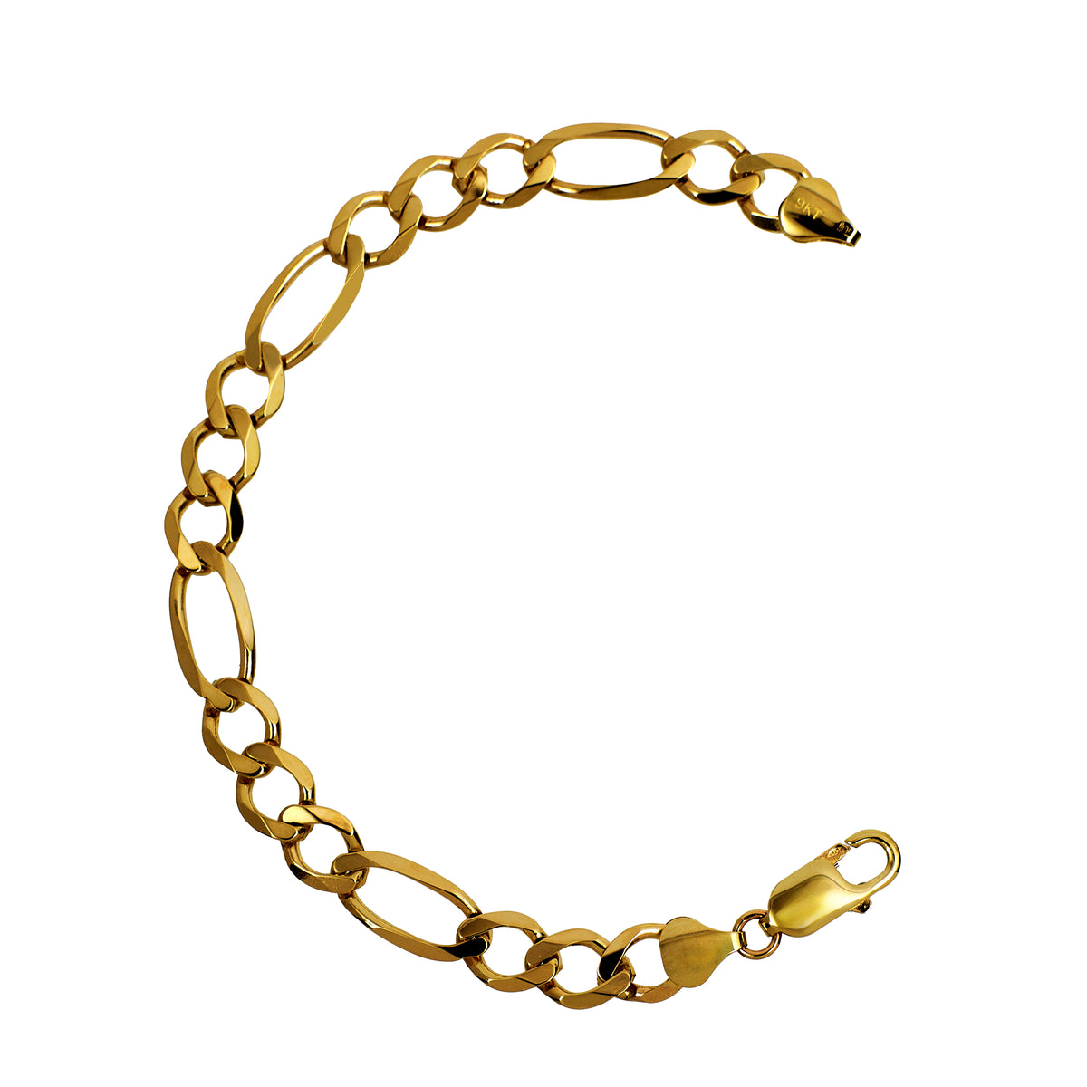 Pre-Owned 9ct Gold Figaro Chain Bracelet 7.5 Inch