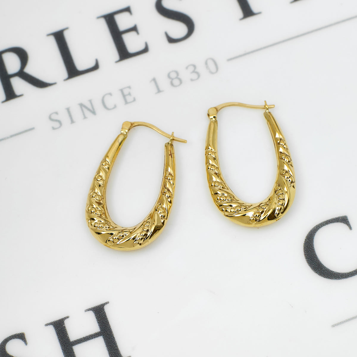 Pre-Owned 9ct Gold Twist Horse Shoe Shape Creole Earrings