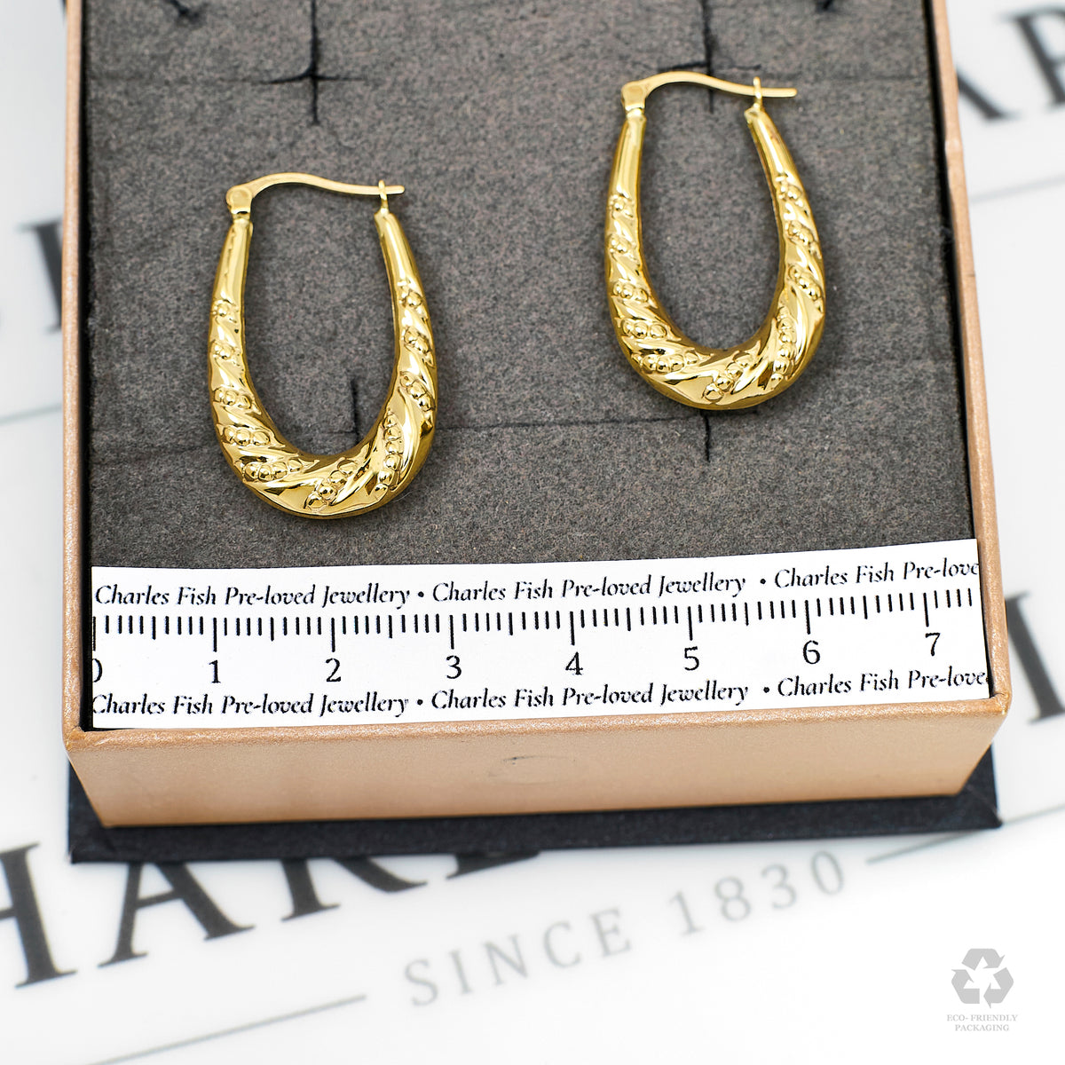 Pre-Owned 9ct Gold Twist Horse Shoe Shape Creole Earrings