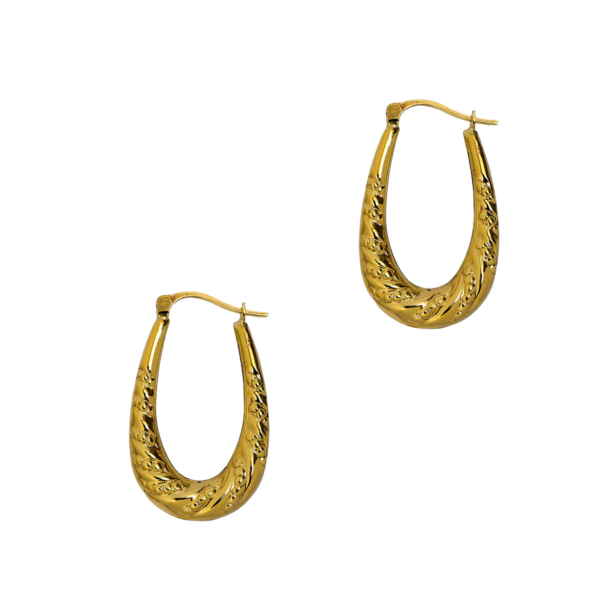 Pre-Owned 9ct Gold Twist Horse Shoe Shape Creole Earrings