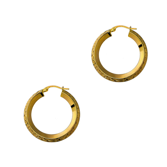 Pre-Owned 9ct Gold Rhombus Design Creole Hoop Earrings