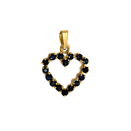 Pre-Owned 9ct Gold Sapphire Heart Pendant