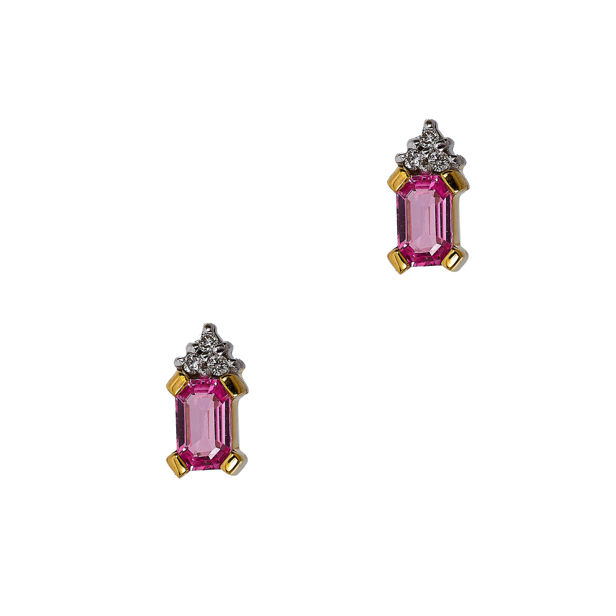 Pre-Owned 18ct Gold Pink Sapphire & Diamond Stud Earrings