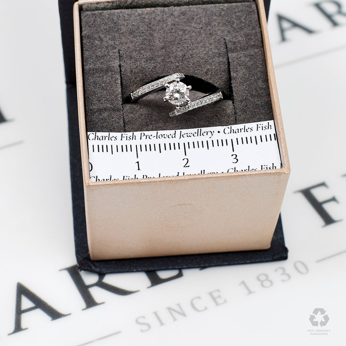 Pre-Owned 18ct White Gold CZ Crossover Ring Size K.5