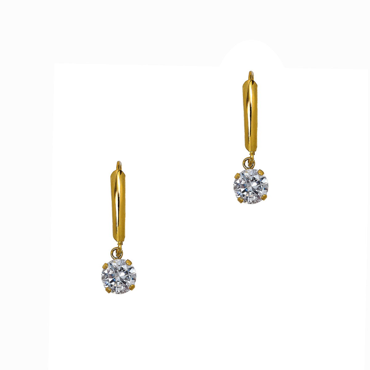 Pre-Owned 14ct Gold CZ Drop Earrings