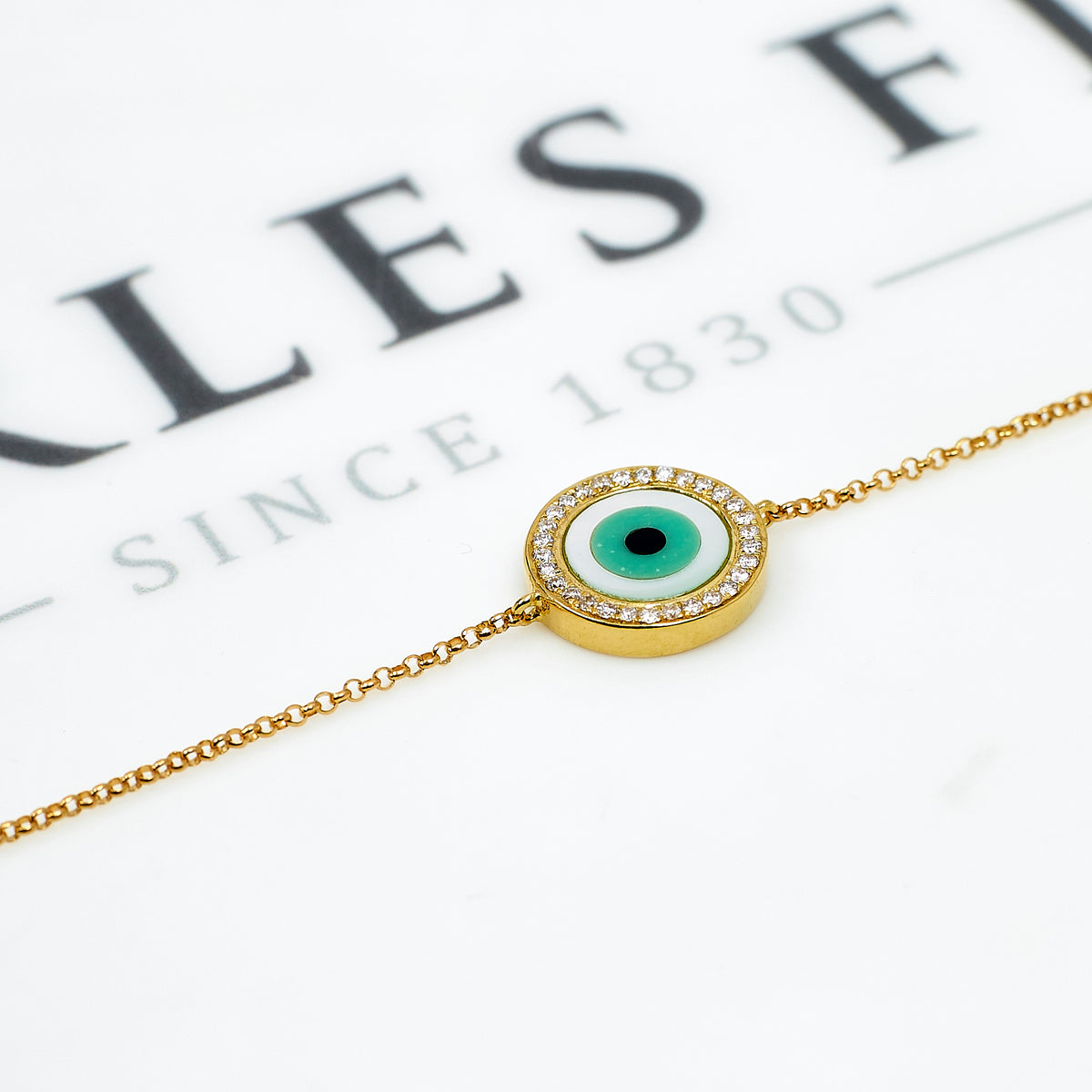 Pre-Owned 18ct Gold Multi Gemstone Eye Design Bracelet