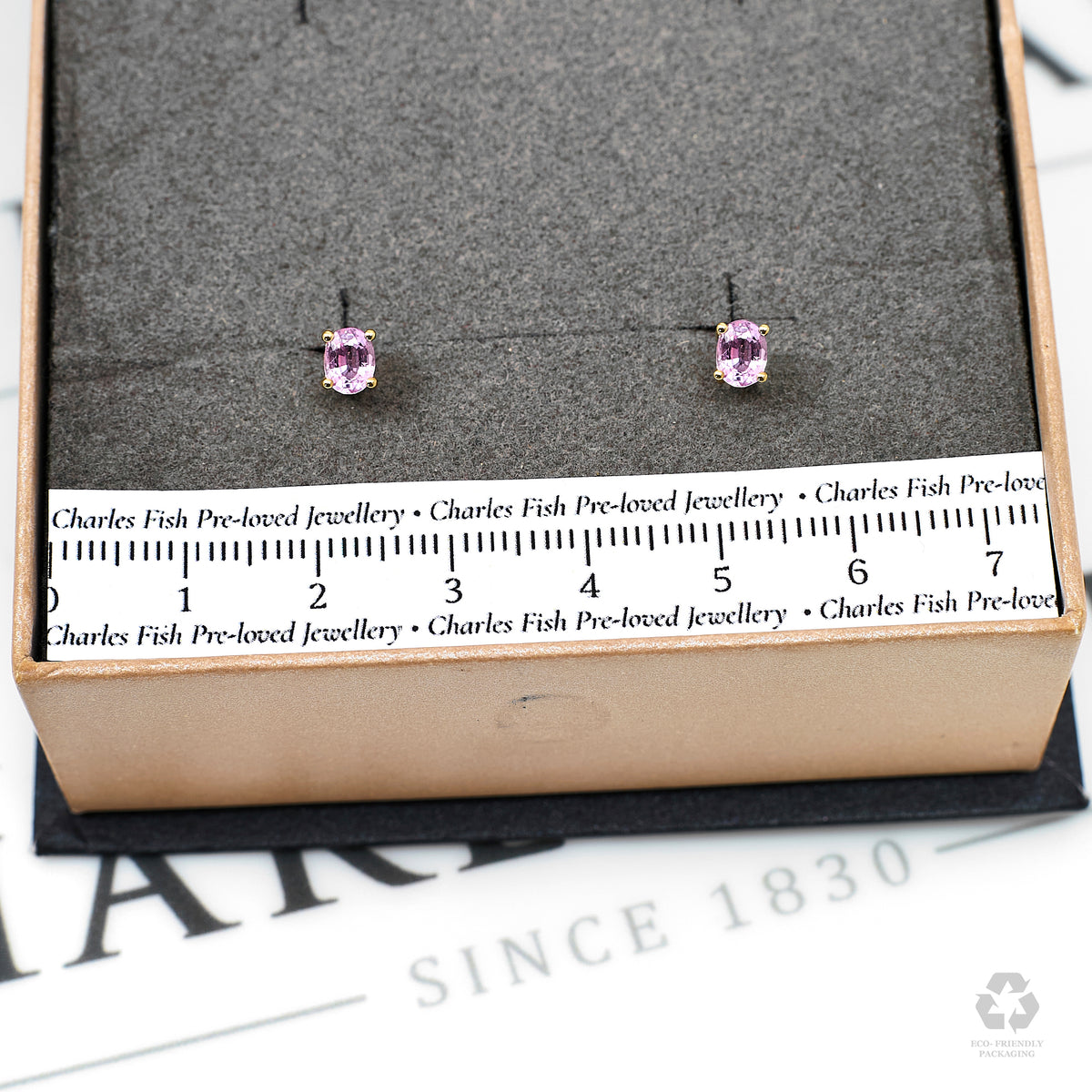 Pre-Owned 9ct Gold Oval Pink Sapphire Stud Earrings