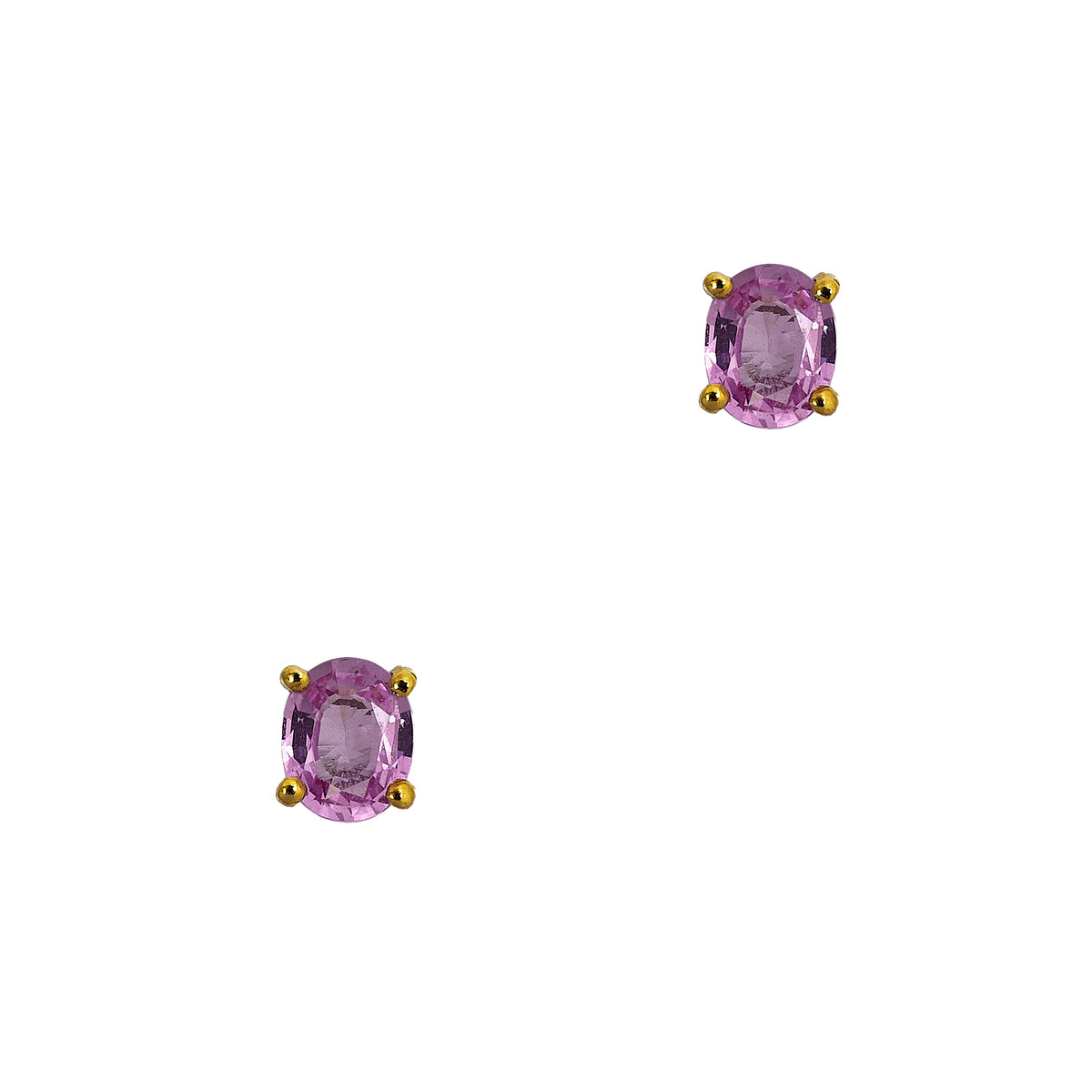 Pre-Owned 9ct Gold Oval Pink Sapphire Stud Earrings