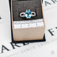 Pre-Owned 9ct White Gold Oval & Topaz Diamond Ring Size Q.5